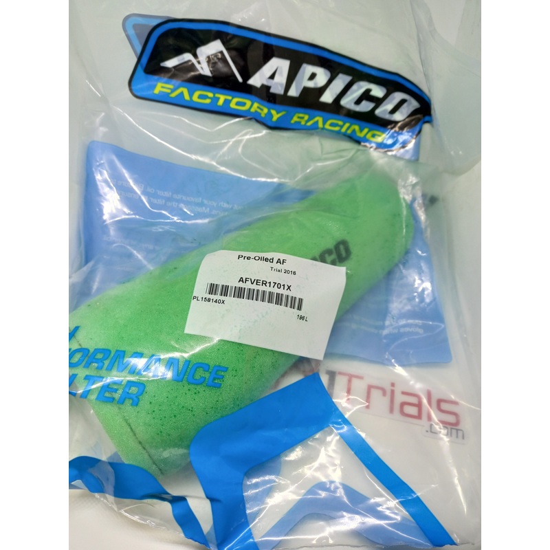 APICO VERTIGO AIR FILTER PRE OILED ALL MODELS 125 UP 2016 2017 TRIALS