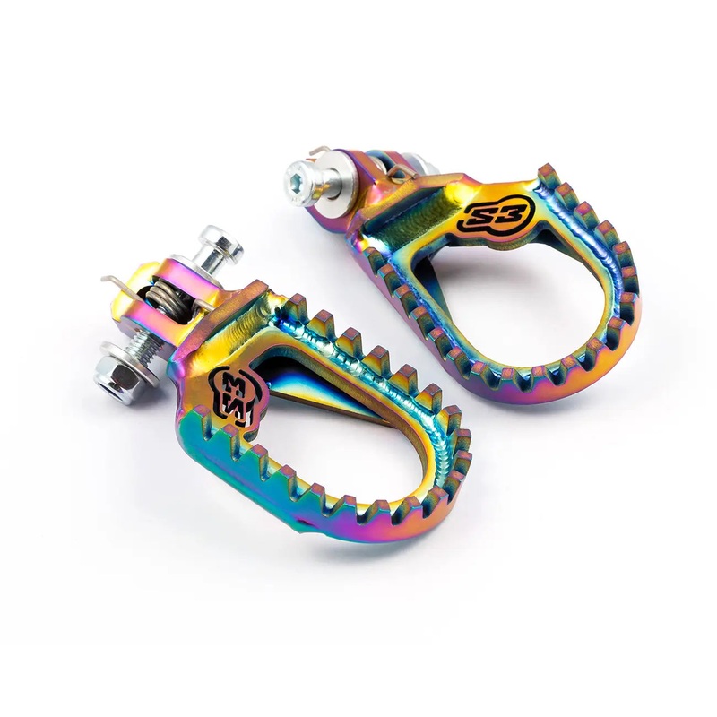 S3 TITANIUM HARDROCK FOOTPEGS 10MM BACK+5MM LOW