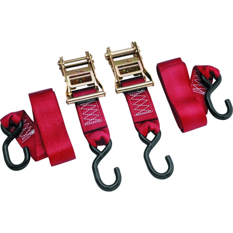BikeMaster 2x84in Ratchet Tiedown Pair – Red