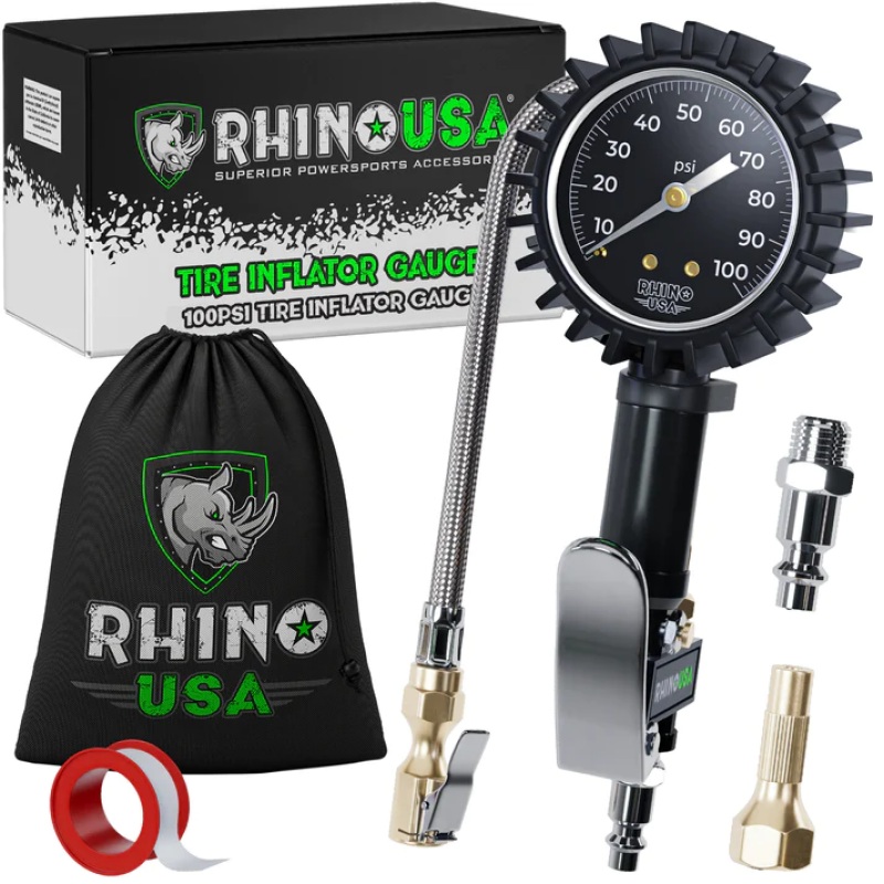 Rhino USA 100 Psi Analog Tire Inflator Gauge