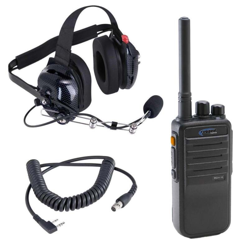Rugged Radios Crew Chief – H42 Spotter Headset and Rugged Handheld Radio Package – Blue
