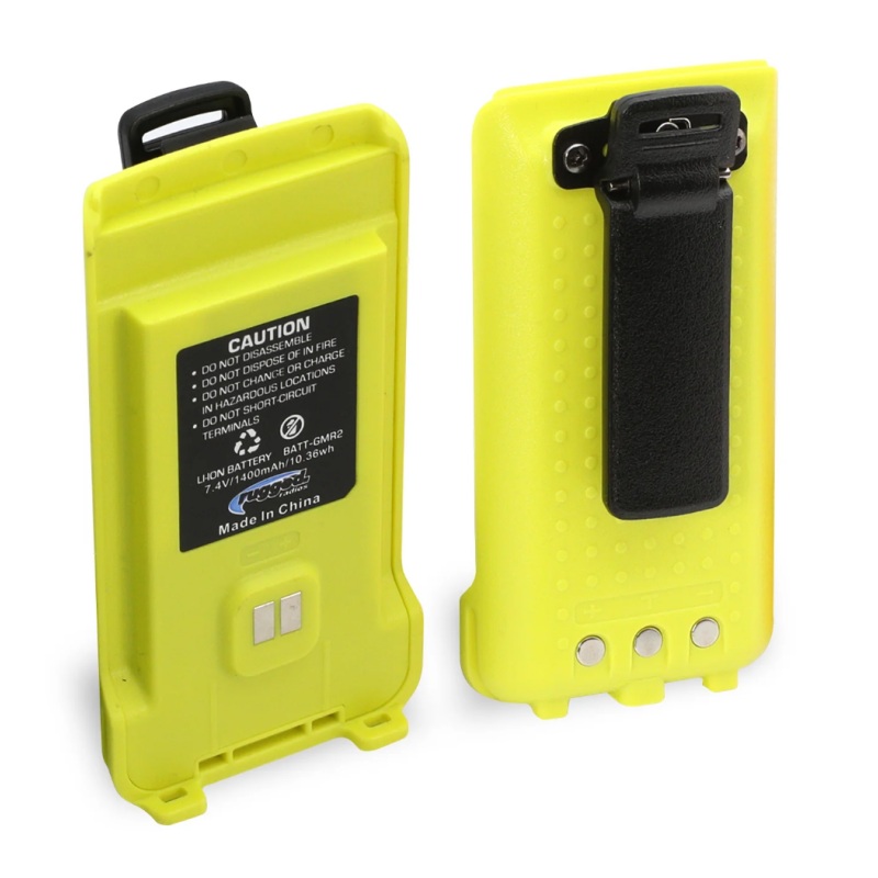 Rugged Radios GMR2 Replacement Lithium Battery w/12v Charge Port and Belt Clip Safety Yellow
