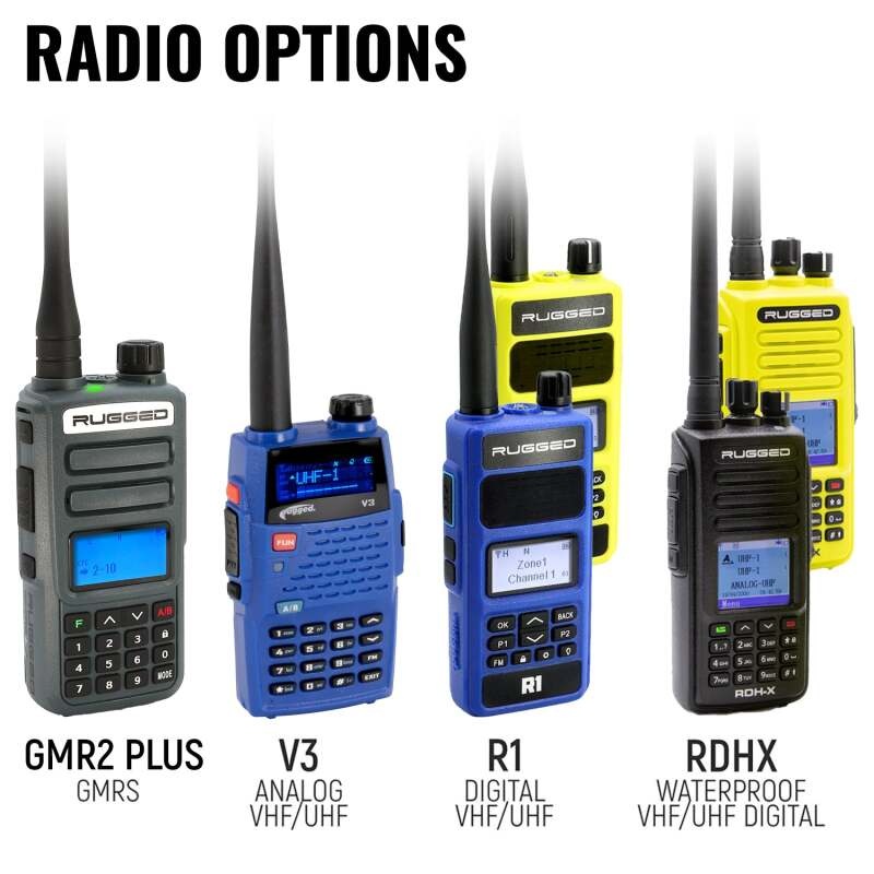 Rugged Radios MOTO MAX Comm Kit w/ HD OFFROAD Cables With R1 (Blue) – Business Band Radio