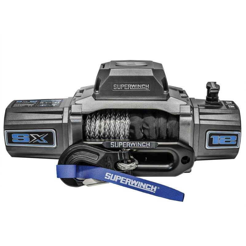Superwinch 12000 LBS 12V DC 3/8in x 80ft Synthetic Rope SX 12000SR Winch – Graphite