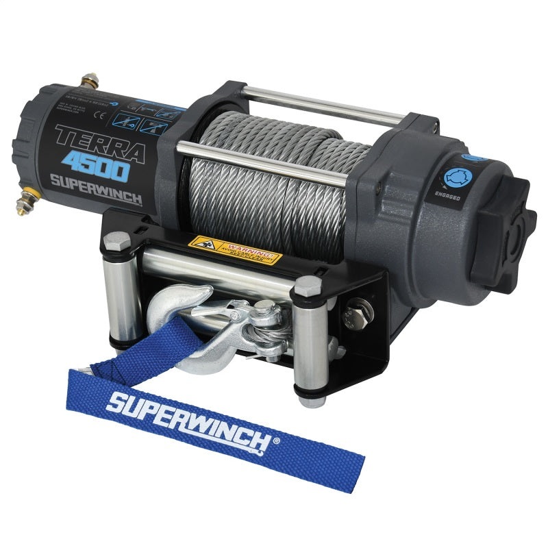 Superwinch 4500 LBS 12V DC 15/64in x 50ft Steel Rope Terra 4500 Winch – Gray Wrinkle