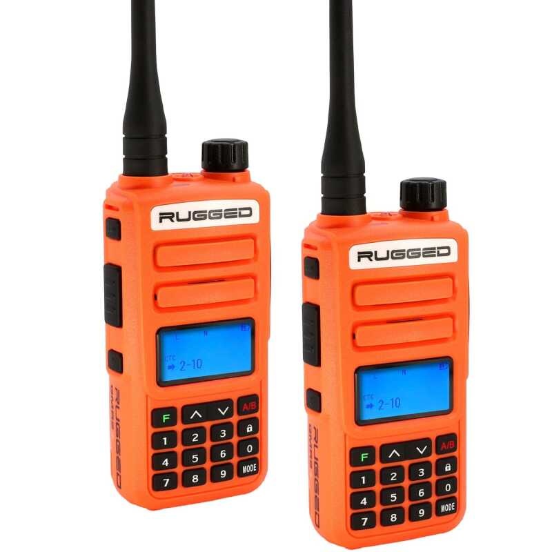 Rugged Radios 2 PACK – Rugged GMR2 PLUS – GMRS / FRS Two Way Handheld Radios Safety Orange
