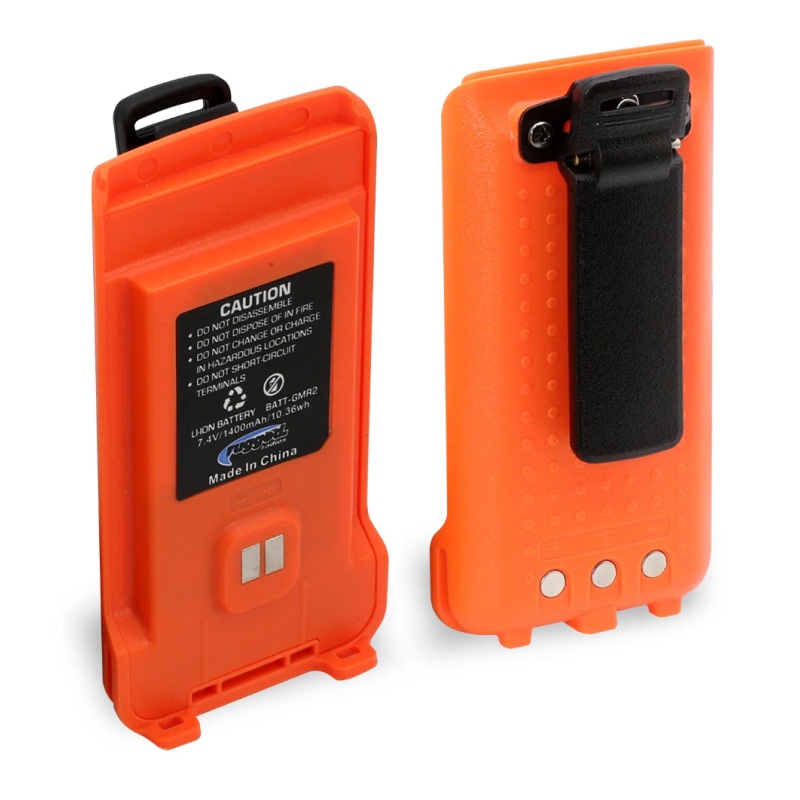 Rugged Radios GMR2 Replacement Lithium Battery w/12v Charge Port and Belt Clip Safety Orange