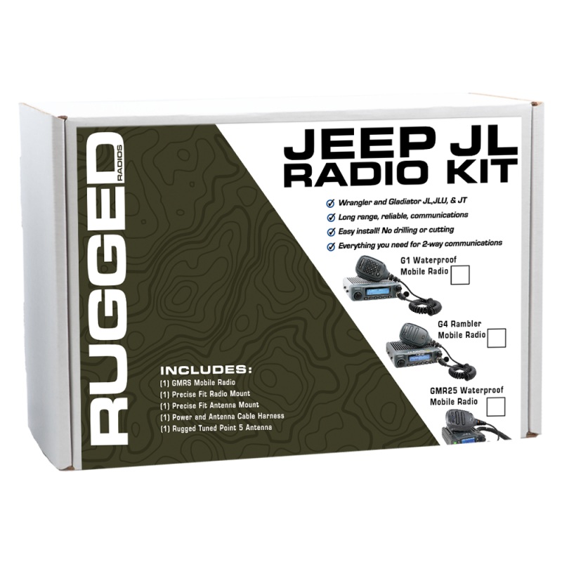 Rugged Radios Jeep Wrangler JL/JLU/Gladiator JT 2-Way GMRS Radio Kit 25 Watt – GMR25 Waterproof