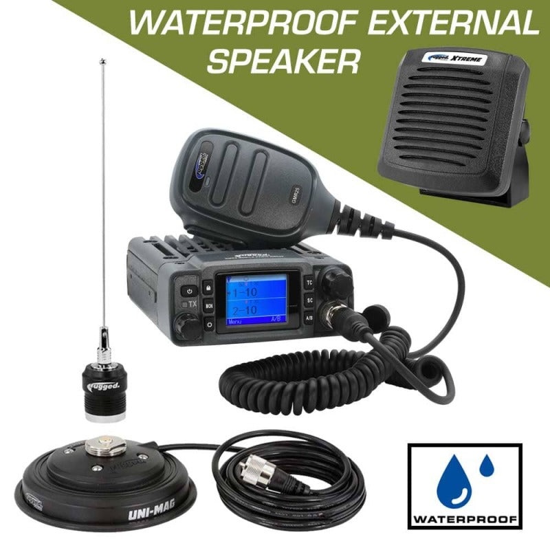 Rugged Radios Radio Kit Plus – GMR25 Waterproof GMRS Mobile Radio Kit with External Speaker