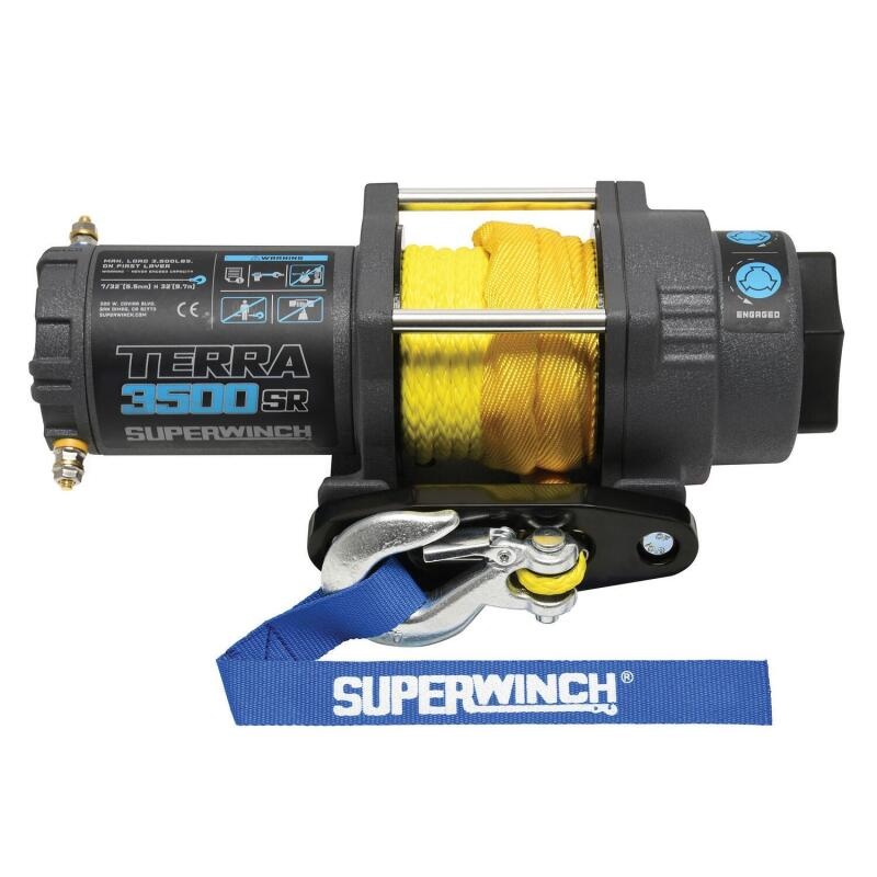 Superwinch 3500 LBS 12V DC 7/32in x 32ft Synthetic Rope Terra 3500SR Winch – Gray Wrinkle