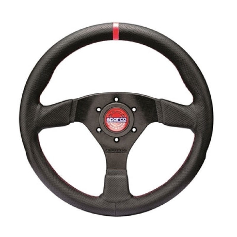 Sparco Steering Wheel R383 Champion Black Leather / Red Stitching