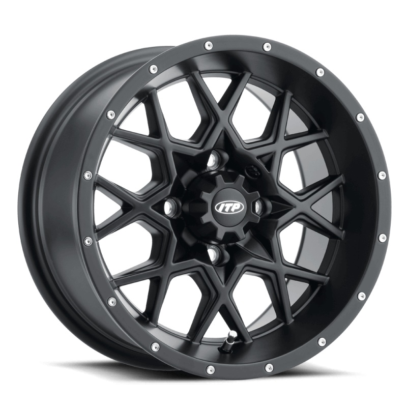ITP Hurricane 12×7 / 4×110 BP / 5+2 Offset Matte Black Wheel
