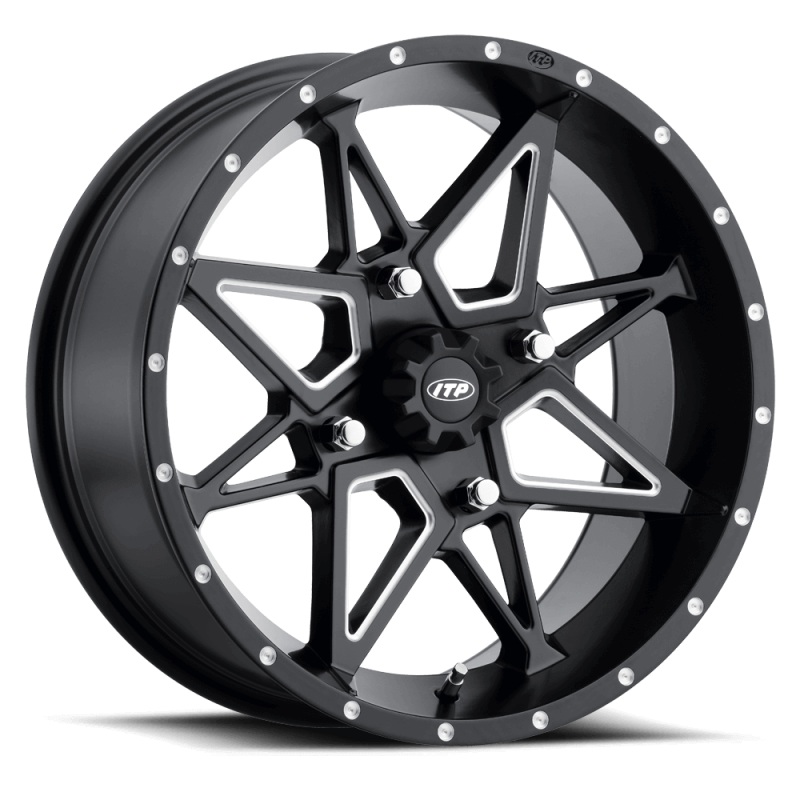 ITP Tornado 14X7 / 4×110 BP / 5+2 Offset Matte Black w/ Milled Accents Wheel