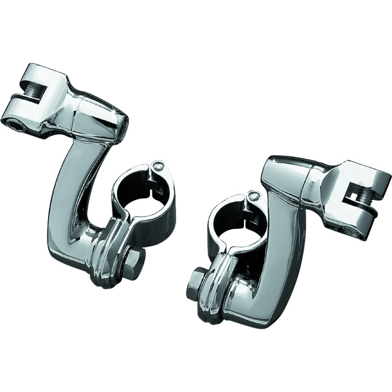 Kuryakyn Longhorn Offset Peg Mounts With 1-1/4inch Magnum Quick Clamp Chrome (Pair)