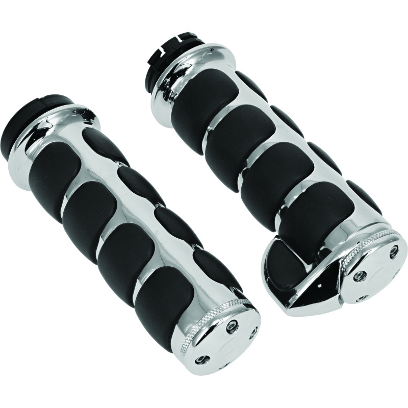 Kuryakyn Premium ISO Grips With Throttle Boss Dual Cable Chrome