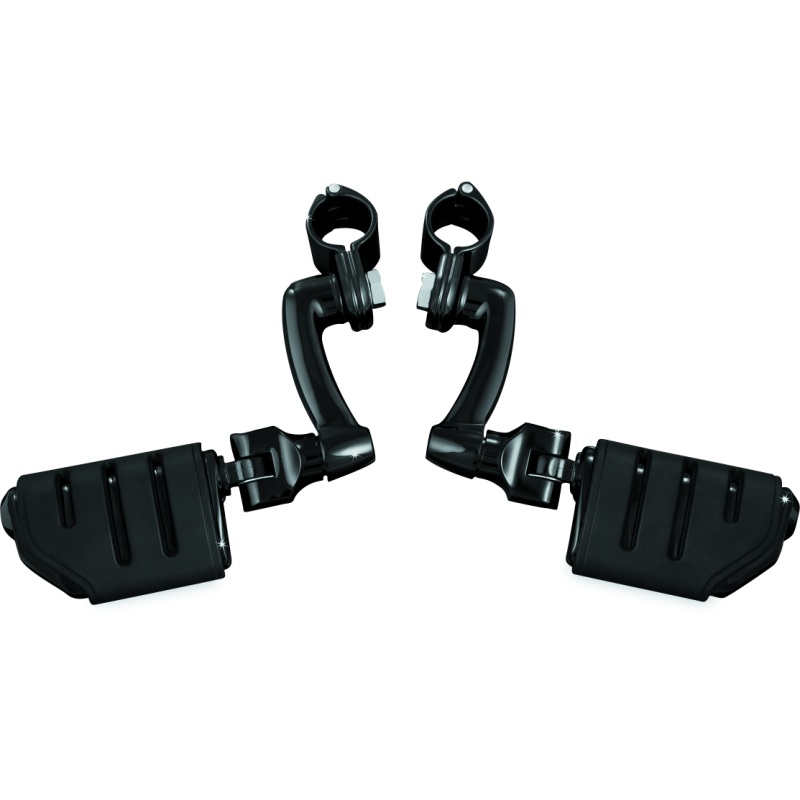 Kuryakyn Longhorn Trident Offset Highway Pegs With 1-1/4 in Clamps Black