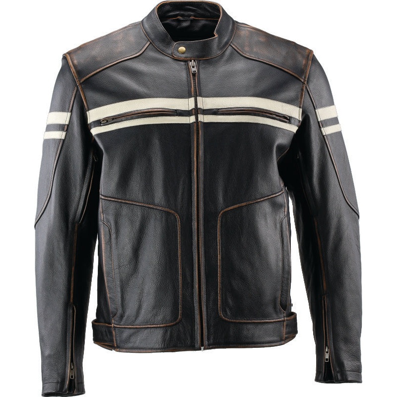 Kuryakyn Leather By River Road Hoodlum Vintage Leather Jacket Black – Large