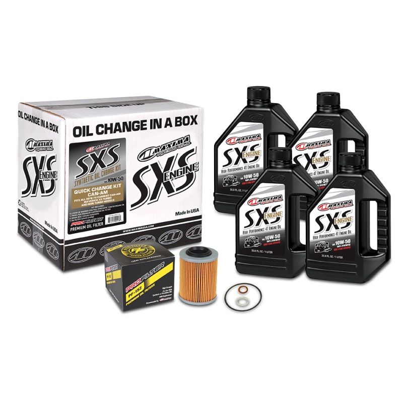 Maxima SXS Can-Am Maverick X3 Oil Change Kit w/Full Synthetic 10W50 Engine Oil/Filter/Hardware