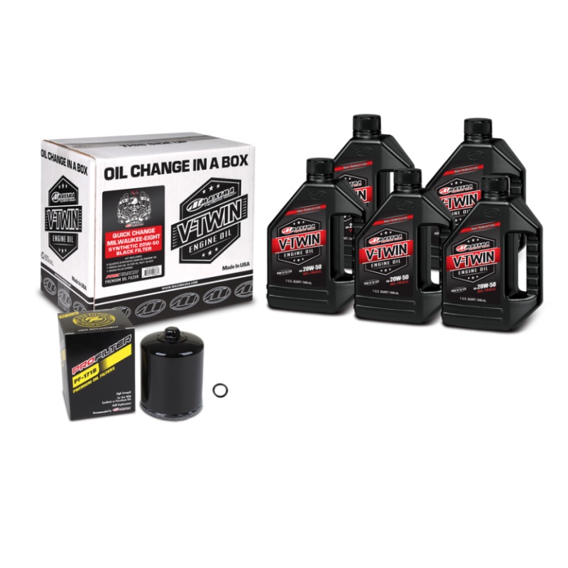 Maxima V-Twin Quick Change Kit Synthetic w/Black Filter Milwaukee-Eight