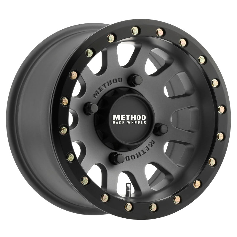 Method MR401 UTV Beadlock 15×7 / 4+3/13mm Offset / 4×156 / 132mm CB Titanium Wheel- Matte Black Ring