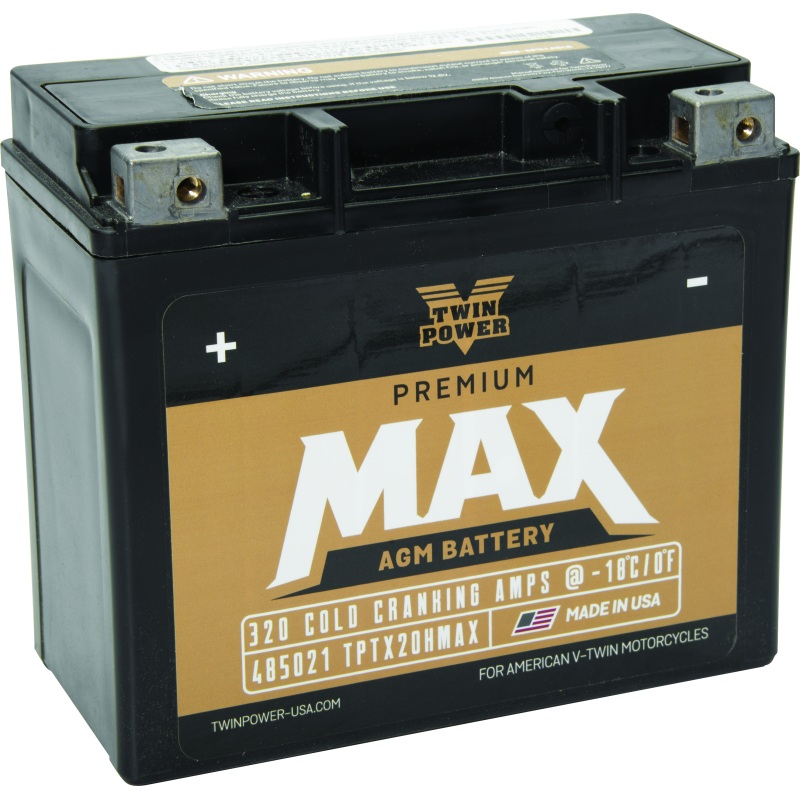 Twin Power GYZ-20H Premium MAX Battery Replaces H-D 65991-82B Made in USA 320 CCA