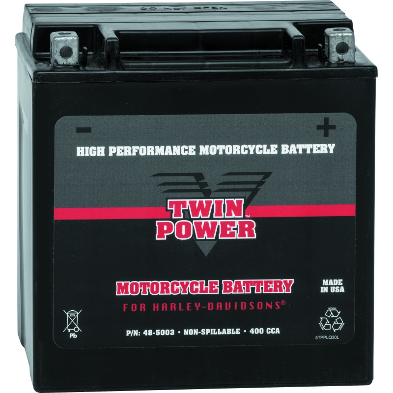 Twin Power YIX-30L High Performance Battery Replaces H-D 66010-97A Made in USA 400 CCA