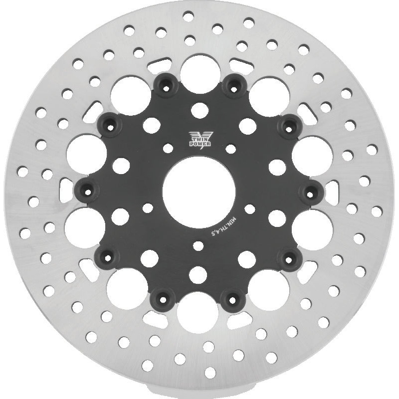 Twin Power 08-13 FLH FLT 08-16 FLHR 06-17 Dyna Front 11.8 Floating Rotor With Holes Black