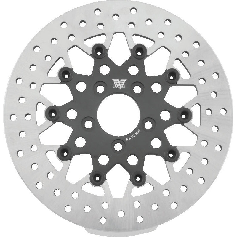 Twin Power 08-Up FLH FLT Rear 11.8in Floating Rotor Mesh Black