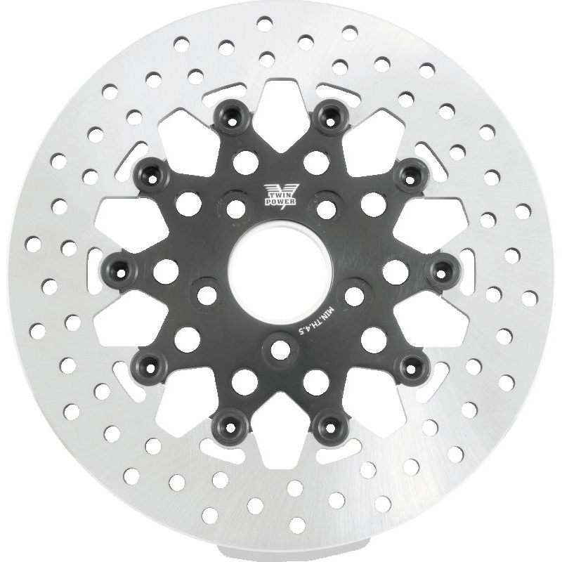 Twin Power 84-17 Big Twin Exc 08-17 FLH FLT Rear 11.5 Floating Rotor Black Mesh