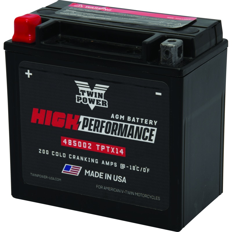 Twin Power YTX14 High Performance Battery Replaces H-D 65948-00 Made in USA 200 CCA