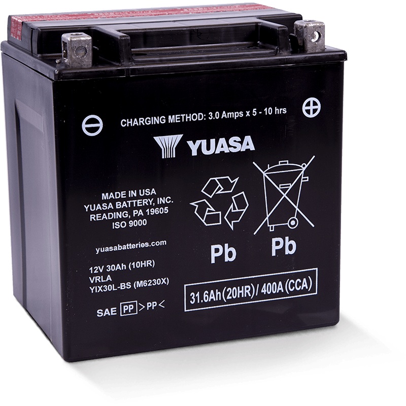 Yuasa YIX30L-BS High Performance Maintenance Free AGM 12-Volt Battery w/Bottle