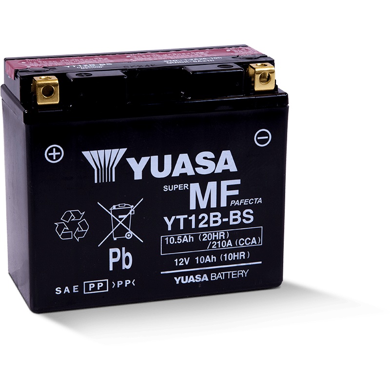 Yuasa YT12B-BS Maintenance Free 12-Volt AGM Battery w/Bottle