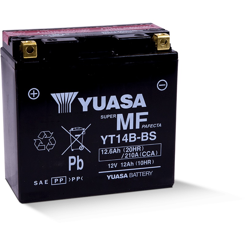Yuasa YT14B-BS Maintenance Free 12-Volt AGM Battery w/Bottle