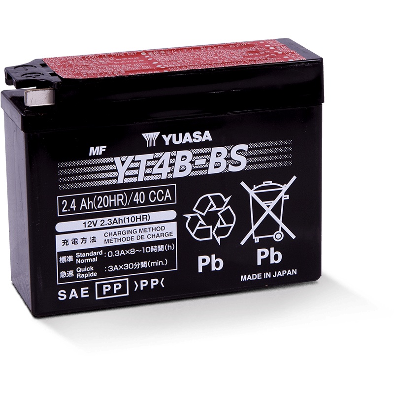 Yuasa YT4B-BS Maintenance Free AGM 12-Volt Battery w/Bottle