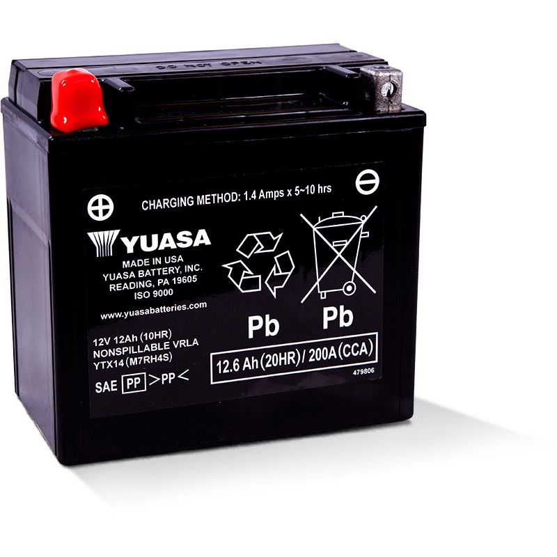Yuasa YTX14 Maintenance Free AGM 12-Volt Battery