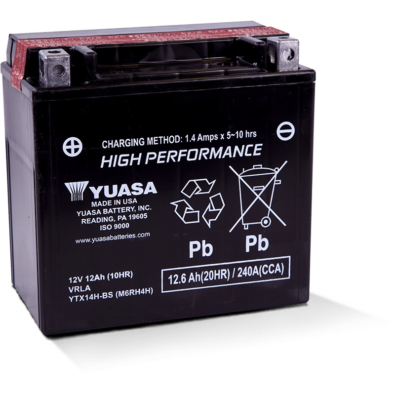 Yuasa YTX14H-BS High Performance AGM 12-Volt Battery w/Bottle
