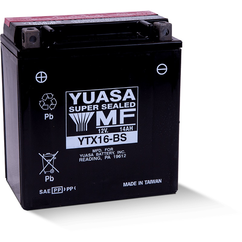 Yuasa YTX16-BS Maintenance Free AGM 12-Volt Battery w/Bottle