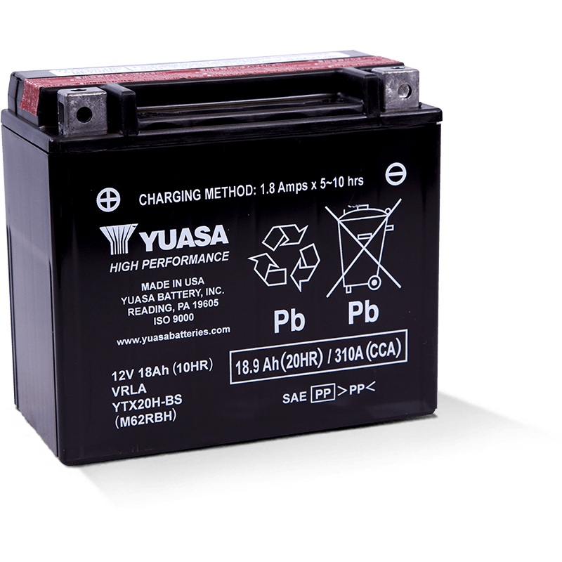 Yuasa YTX20H-BS High Performance AGM 12-Volt Battery w/Bottle