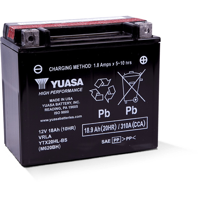 Yuasa YTX20HL-BS High Performance AGM Battery w/Bottle