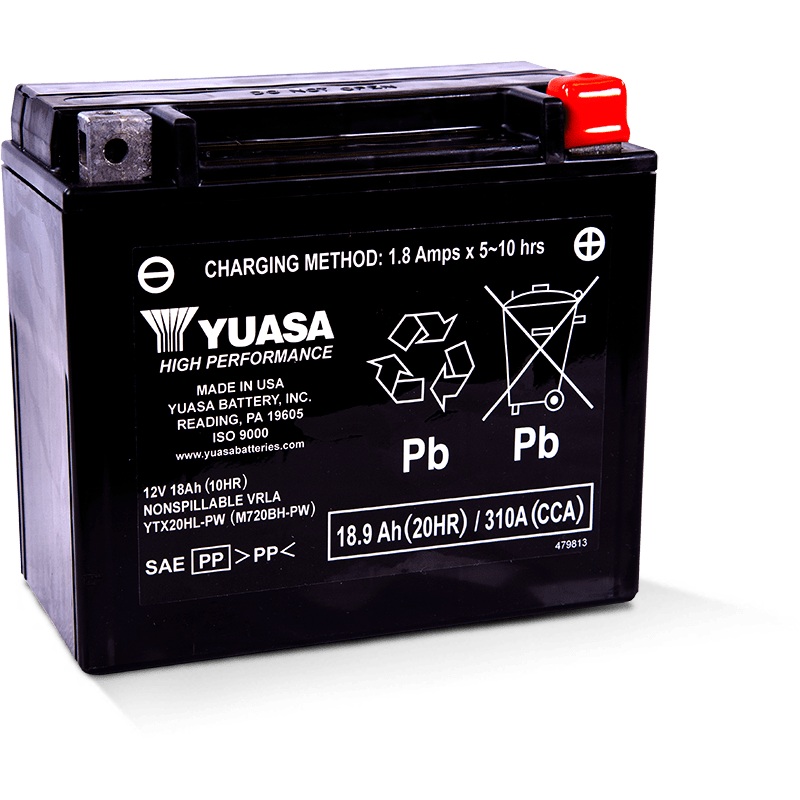 Yuasa YTX20HL-PW Maintenance Free AGM 12-Volt Battery