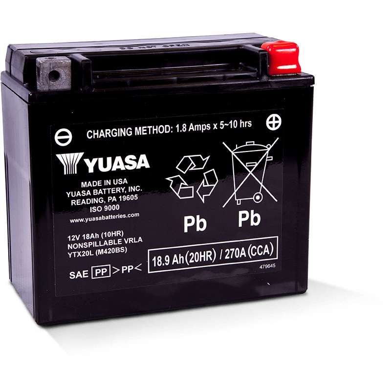 Yuasa YTX20L Maintenance Free AGM 12-Volt Battery