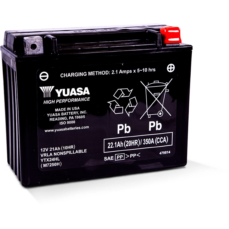 Yuasa YTX24HL Maintenance Free AGM 12-Volt Battery