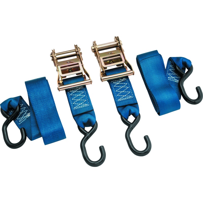 BikeMaster 2x84in Ratchet Tiedown Pair – Blue