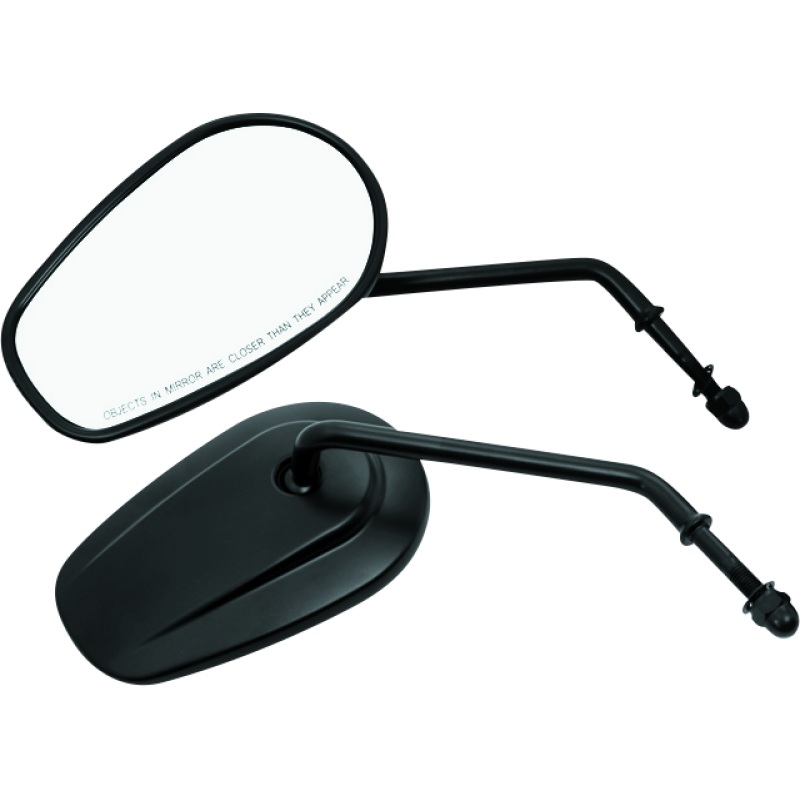 Bikers Choice Black Tapered Long Stem Mirrors Pr