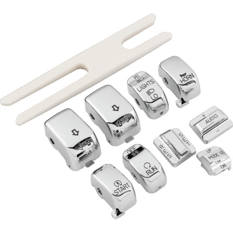 Bikers Choice 96-16 FLHT FLHR 06-16 FLHX Chrome Switch Cap Kit Replaces H-D 71816-09
