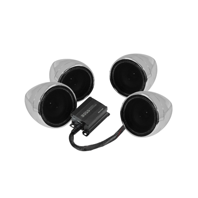 Boss Audio Systems Motorcycle Speaker Amplifier/ Bluetooth/ 3in Speakers Pair- Chrome