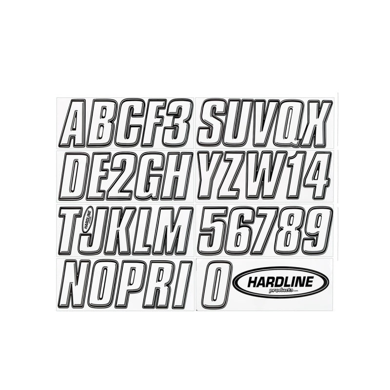 Hardline Boat Lettering Registration Kit 3 in. – 800 White/Black