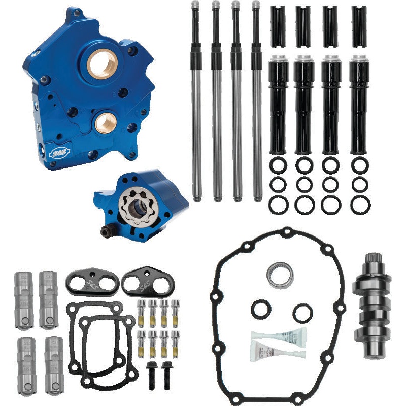 S&S Cycle 2017+ Oil Cooled M8 Models Chain Drive 465C Cam Chest Kit w/ Black Pushrod Tubes