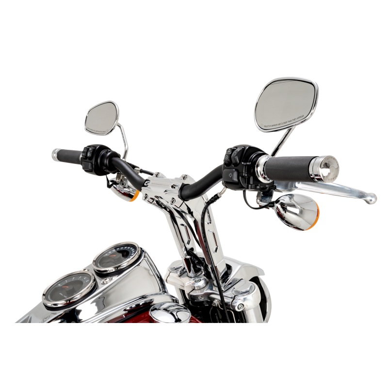 Performance Machine Phatbar H-Bar Assy, 9in Riser, 1-1/4in Bar, Int Wire, Gauge Mnt – Chrome