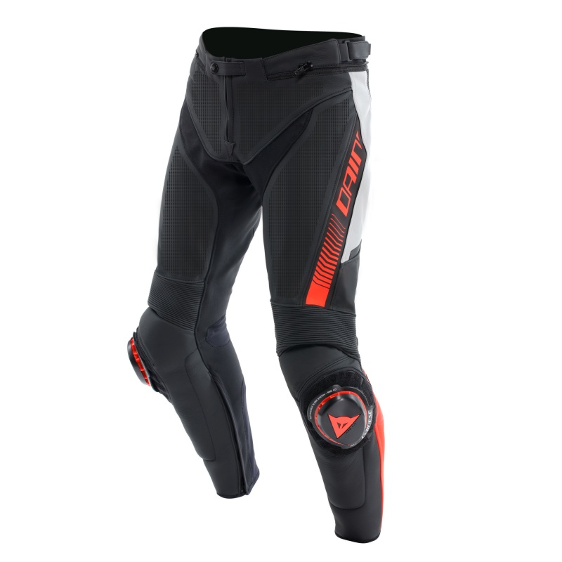 Dainese Super Speed Perforated Leather Pants Black/White/Red-Fluorescent Size – 46
